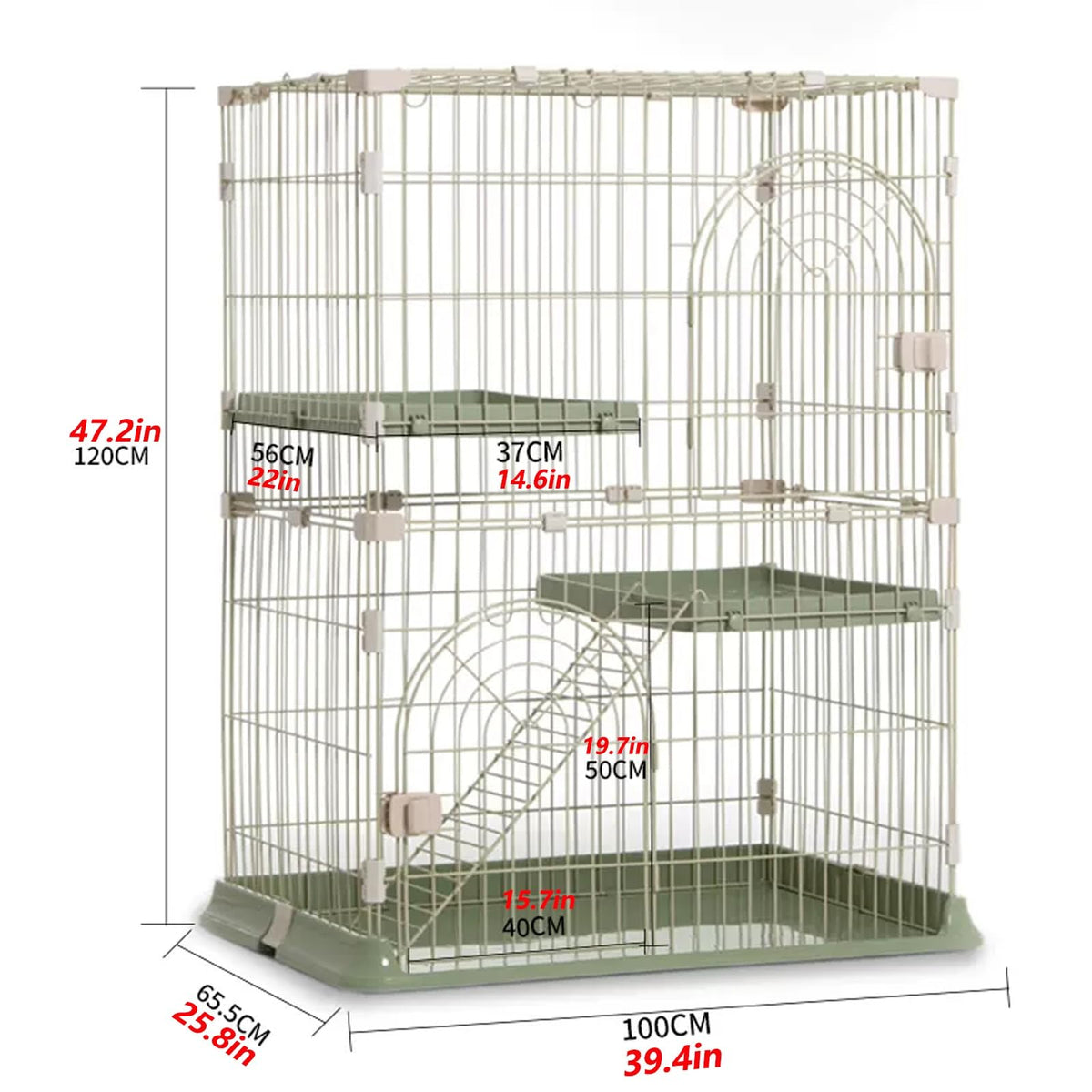 3/4-Tier Wire Cat Cage Playpen Kennel with Hammock S245957
