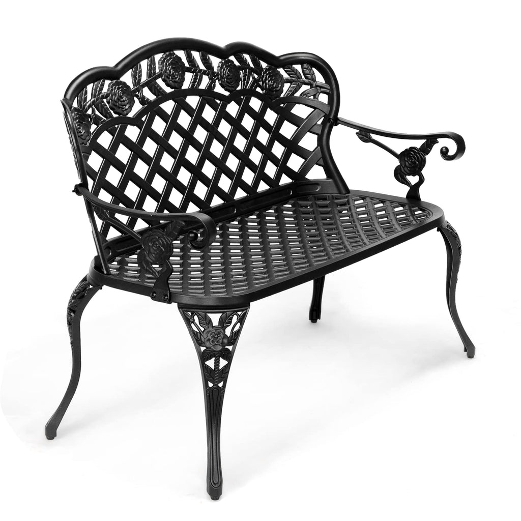 42.5" Black Cast Aluminum Outdoor Bench T1217