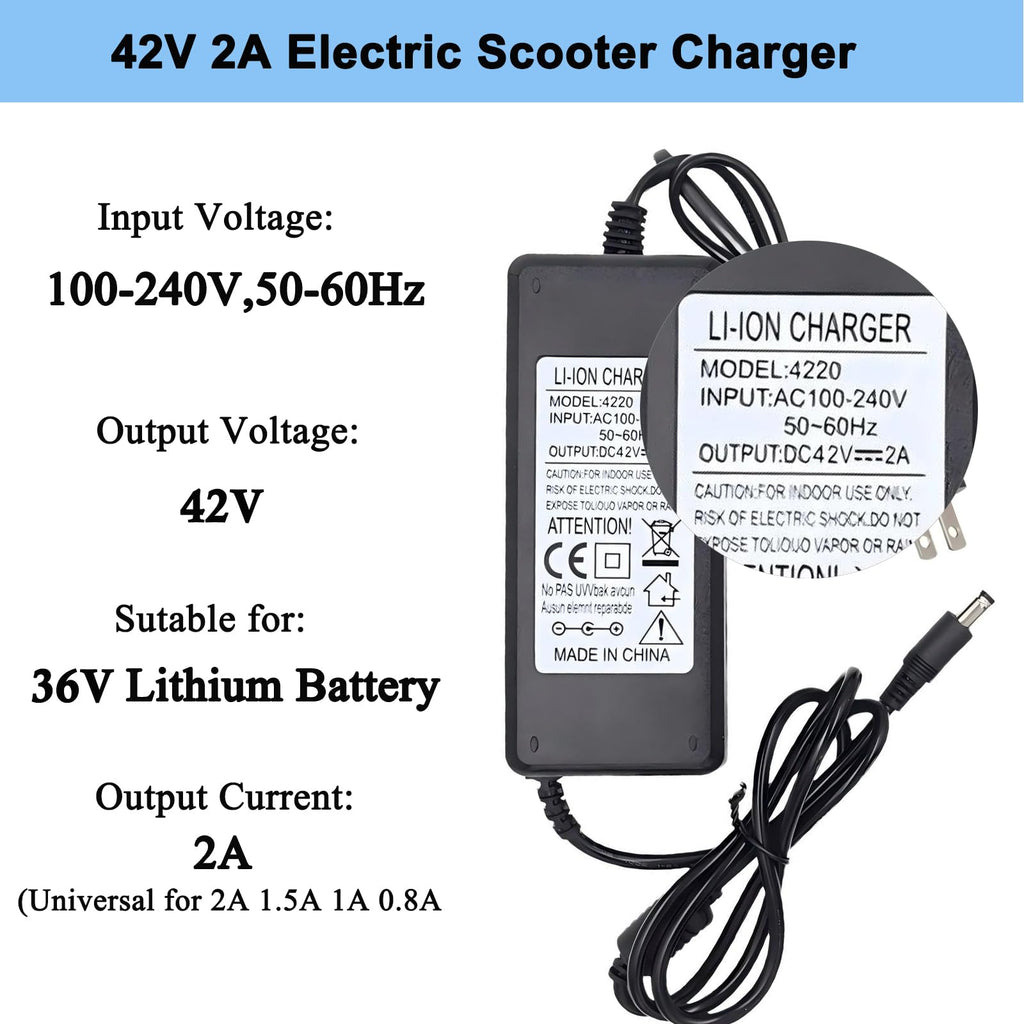42V 2A Electric Scooter Charger with 4 Plugs S2236