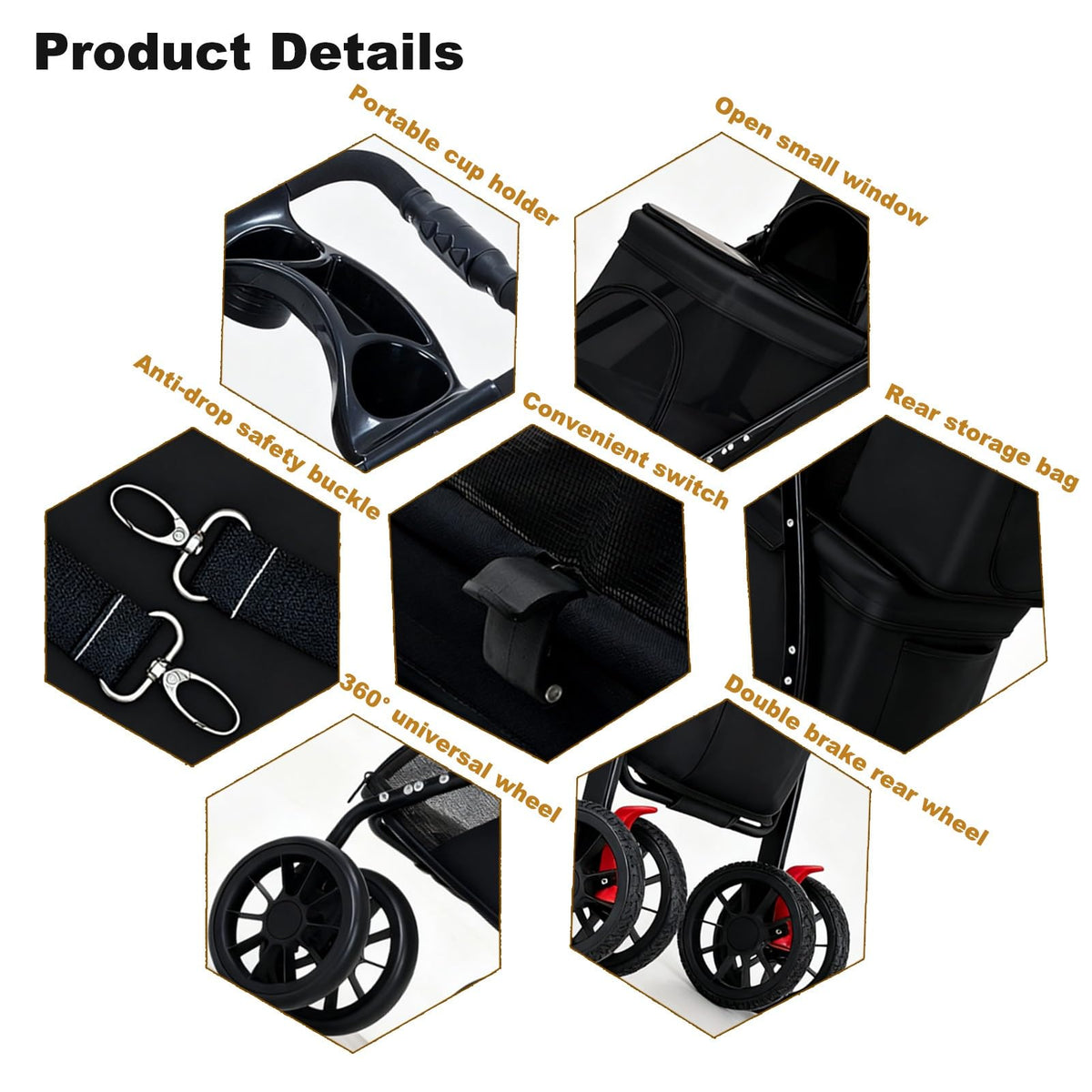 Double Dog Stroller for Medium Small Dogs and Cats W9467