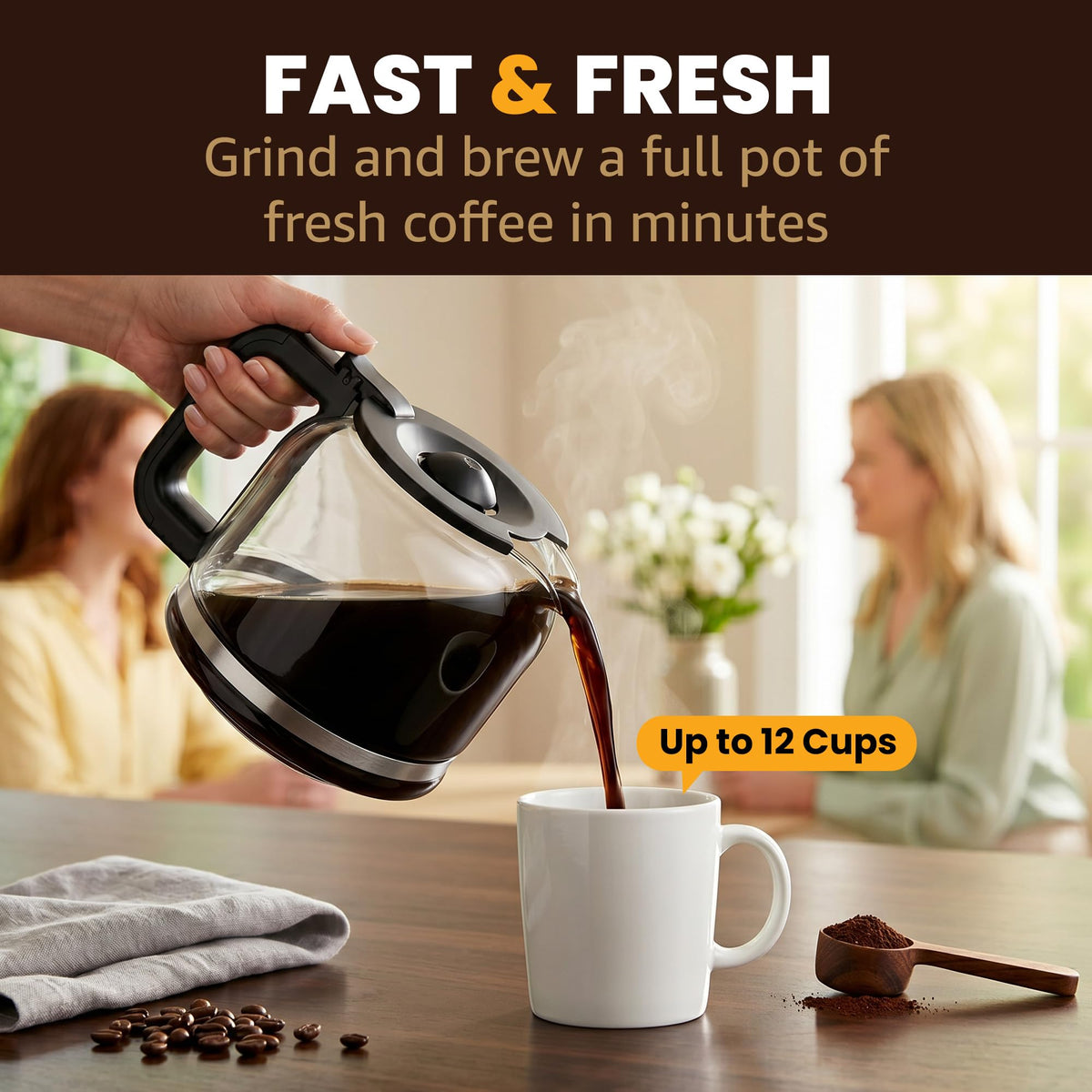 12-Cup Coffee Maker with Built-In Grinder H737