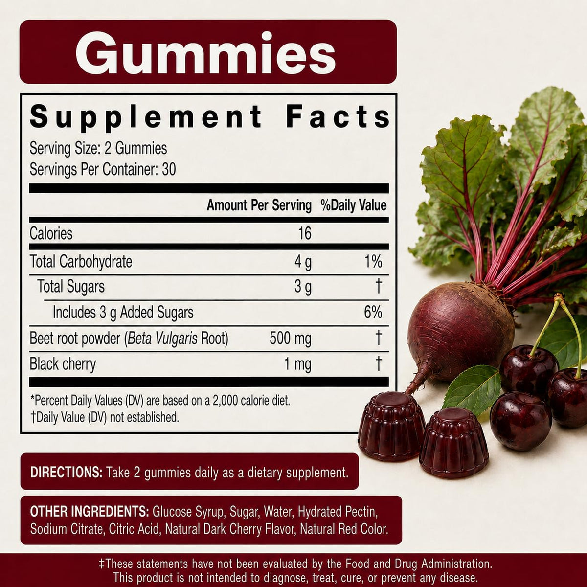Beet Gummies 60 Count X1163