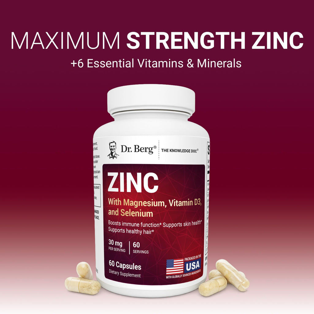 Zinc 30 mg 60 Capsules Chelated with Vitamin D & Selenium H911518