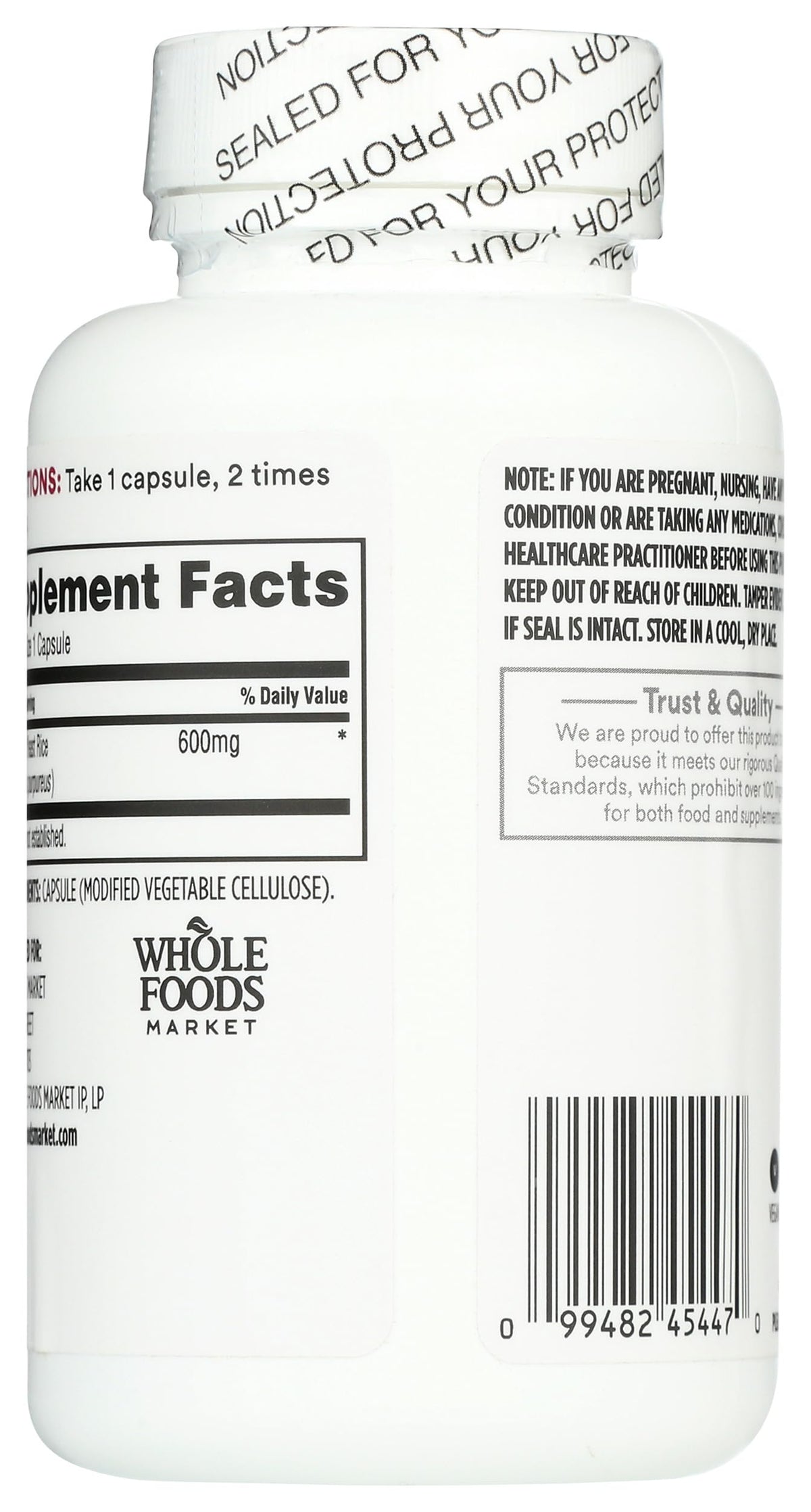 Red Yeast Rice 600mg 120 Count W344
