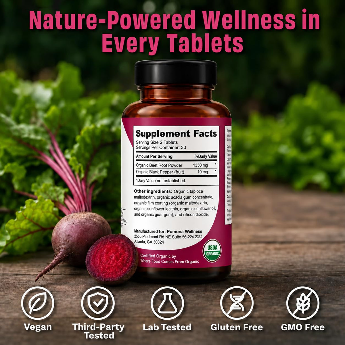 Organic Beetroot Supplement 60 Tabs K7508