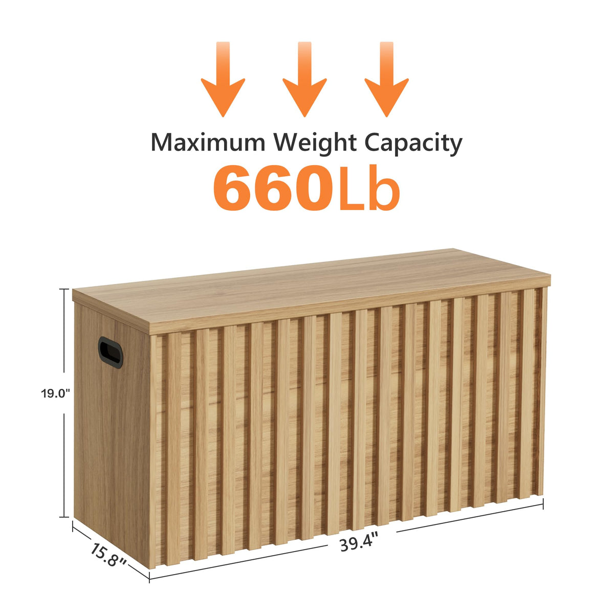 Wood Storage Bench with 2 Safety Hinges C72315