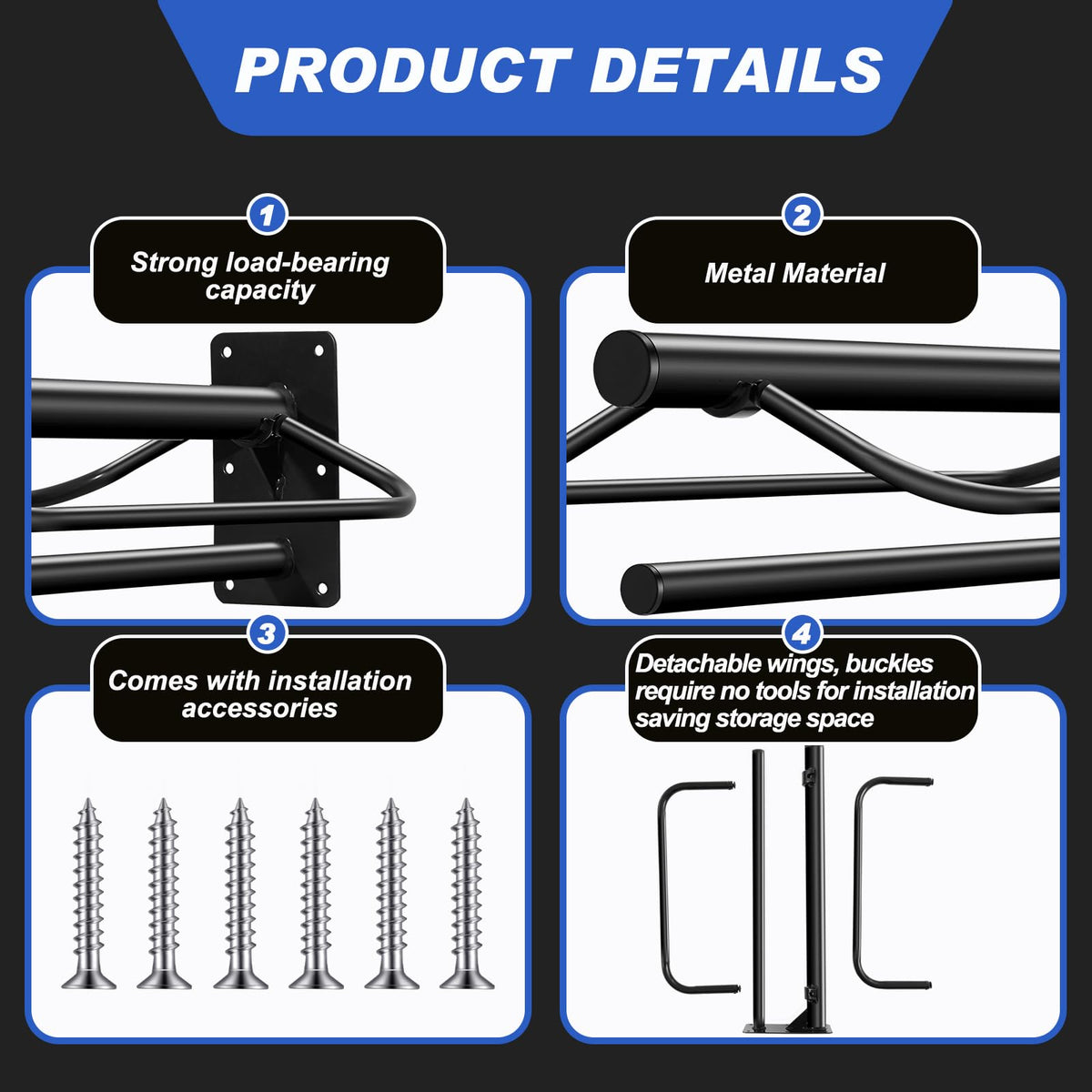 6 Pcs Wall Mount Saddle Rack with Pad Bar M9090