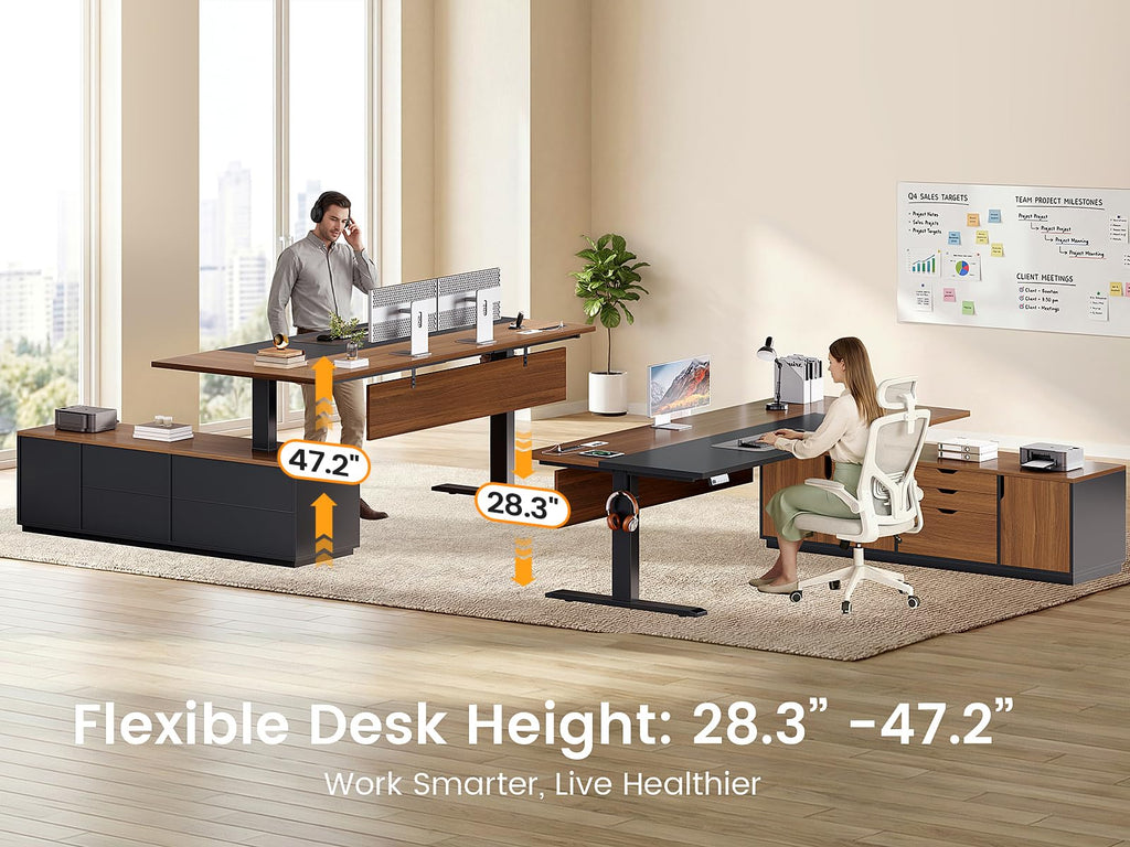 71" L Shaped Electric Standing Desk V2861