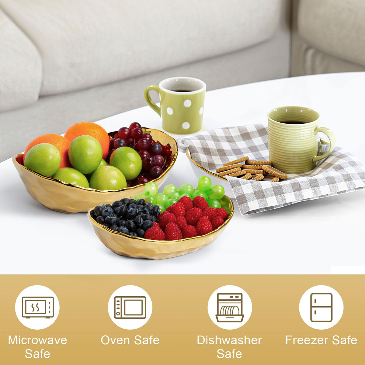 3 Tier Ceramic Fruit Bowl with Metal Stand O18315