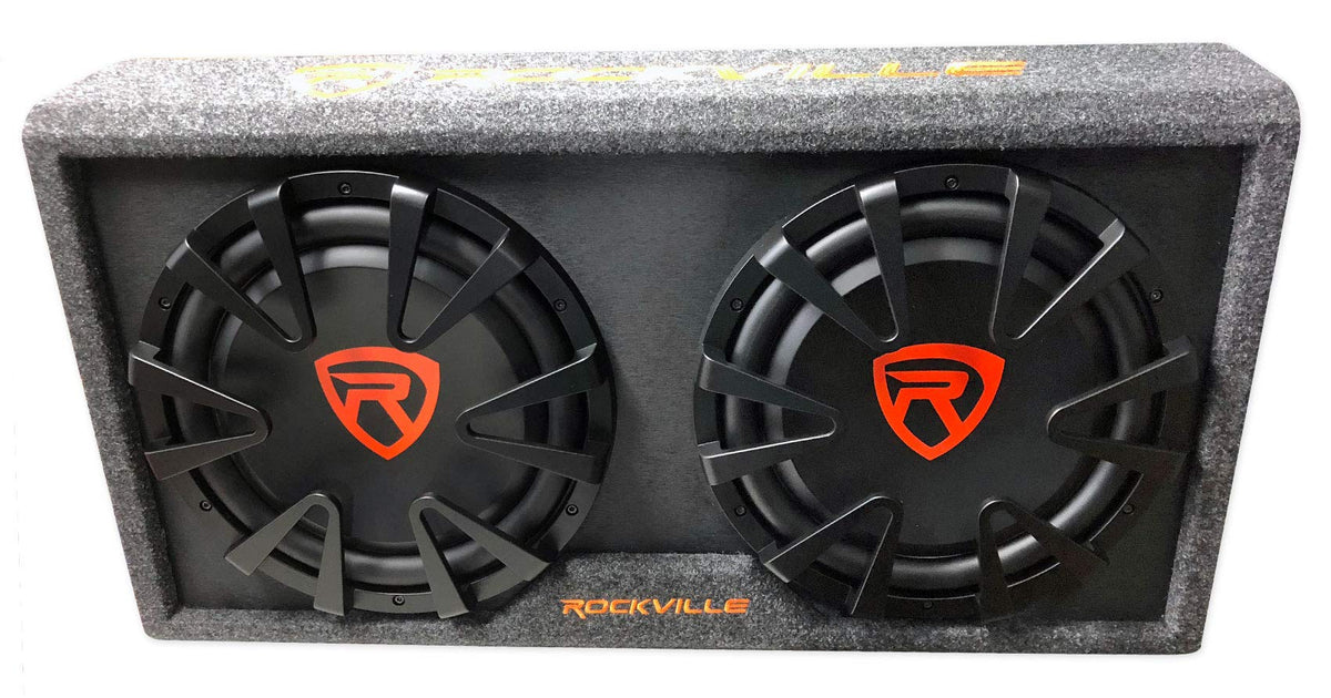 Dual 12" Slim Vented Powered Car Subwoofer Enclosure M490