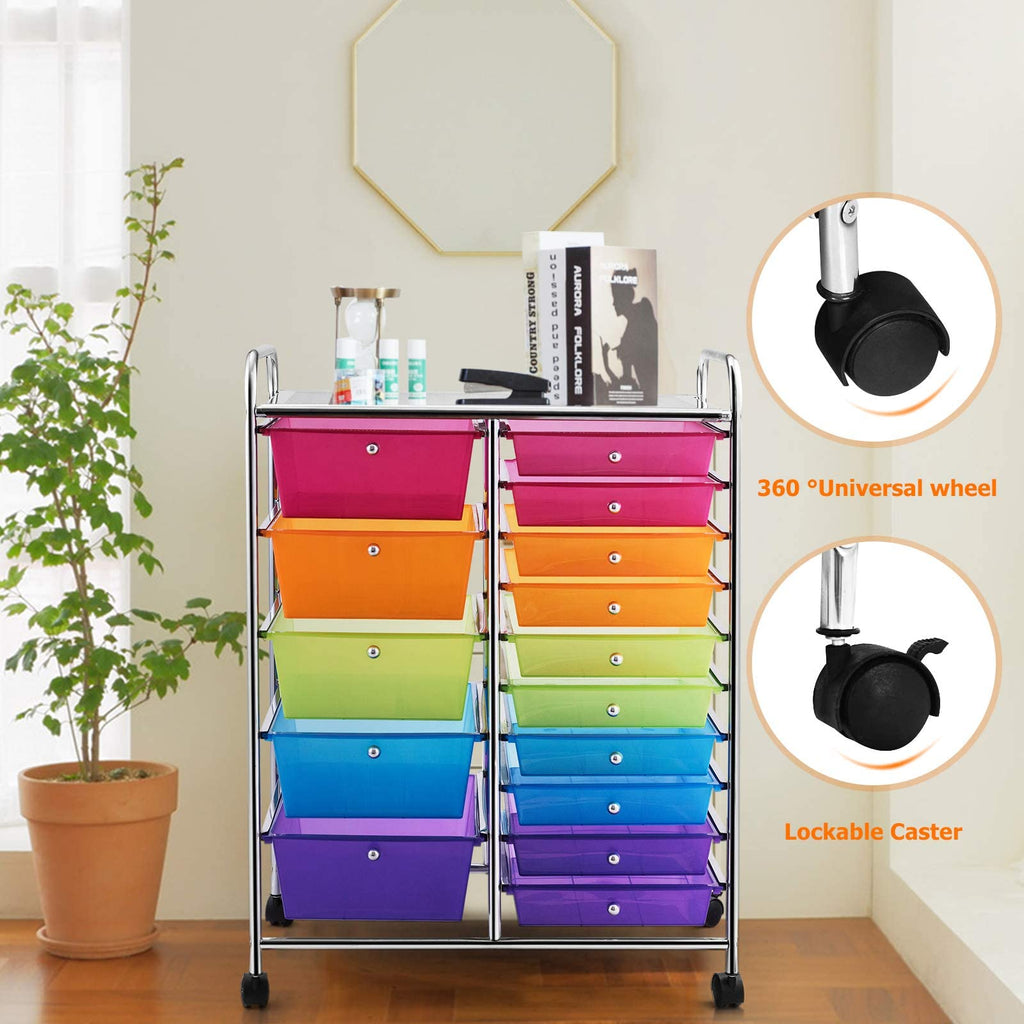 15 Drawer Rolling Storage Cart with Wheels D647