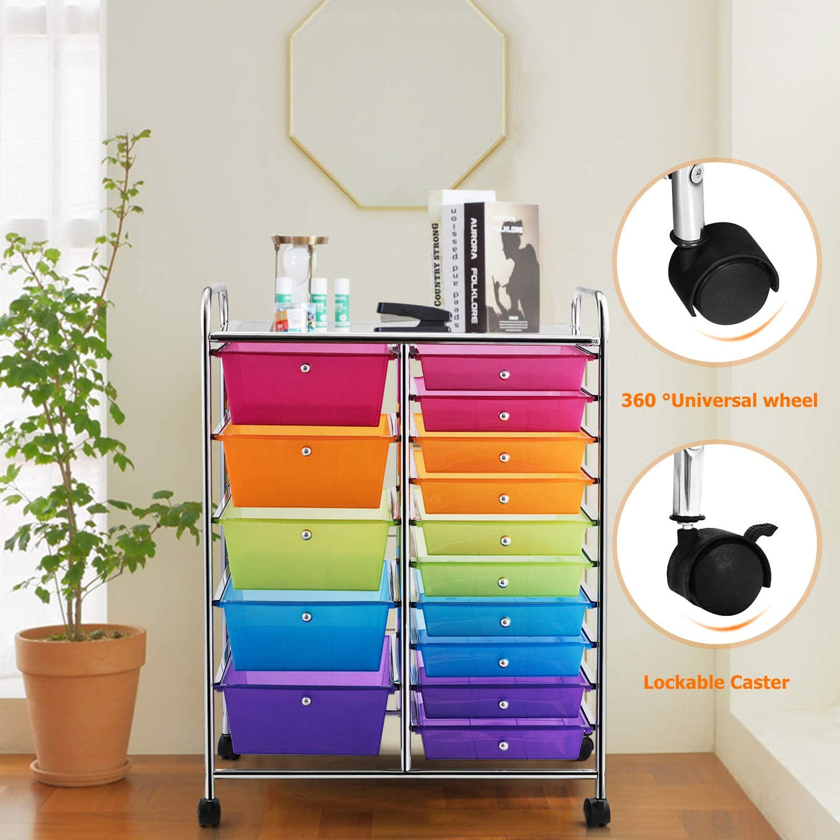 15 Drawer Rolling Storage Cart with Wheels D647