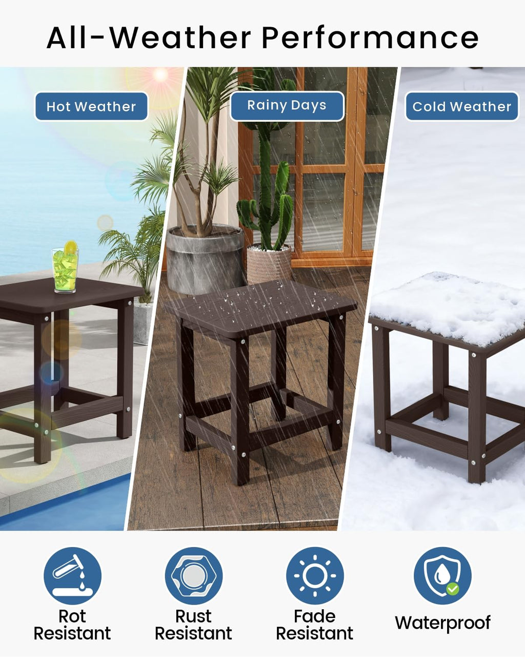 Set of 2 HDPE Outdoor Side Table J735