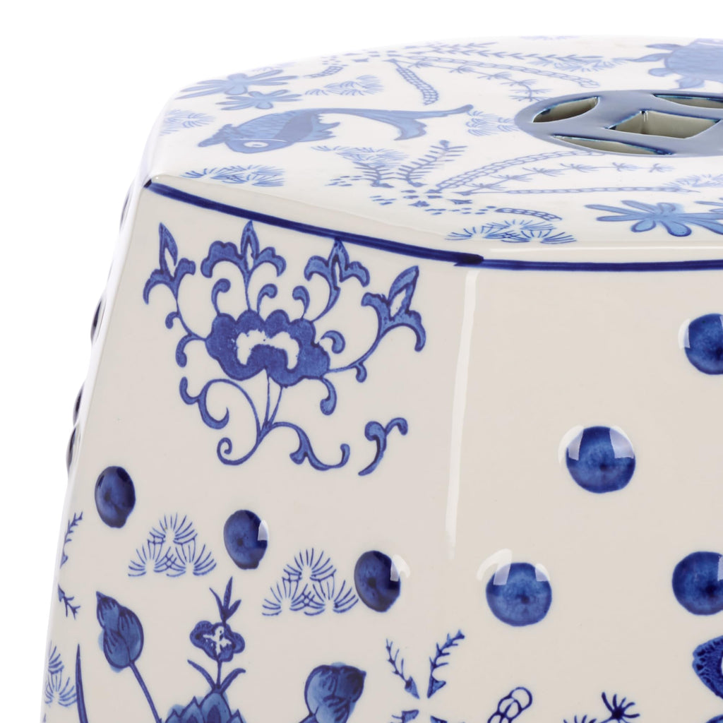 Blue Ceramic Garden Stool K109