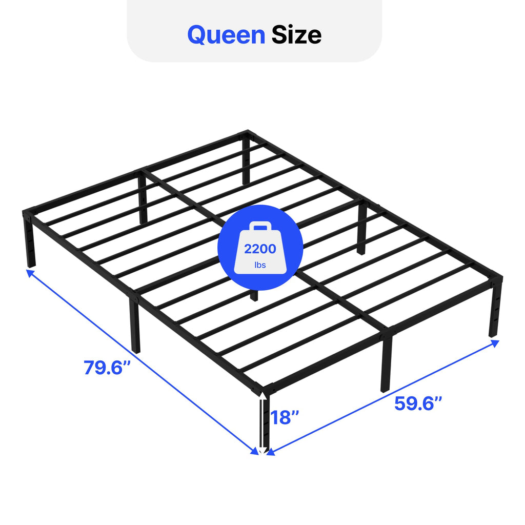 18 Inch Queen Size Metal Platform Bed Frame with Underbed Storage H770176