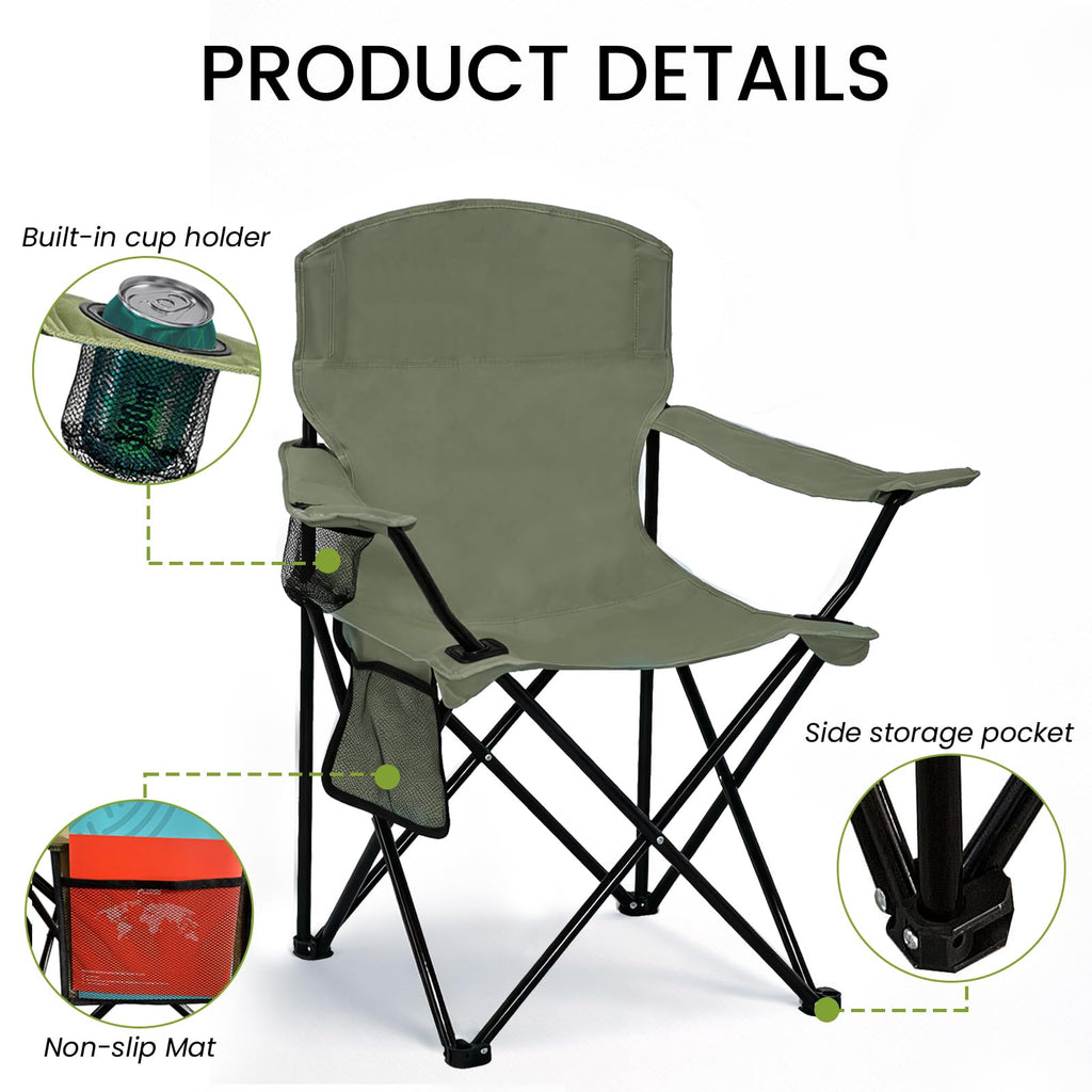 Camping Chair 2 Pack Portable Folding Chair Green X834