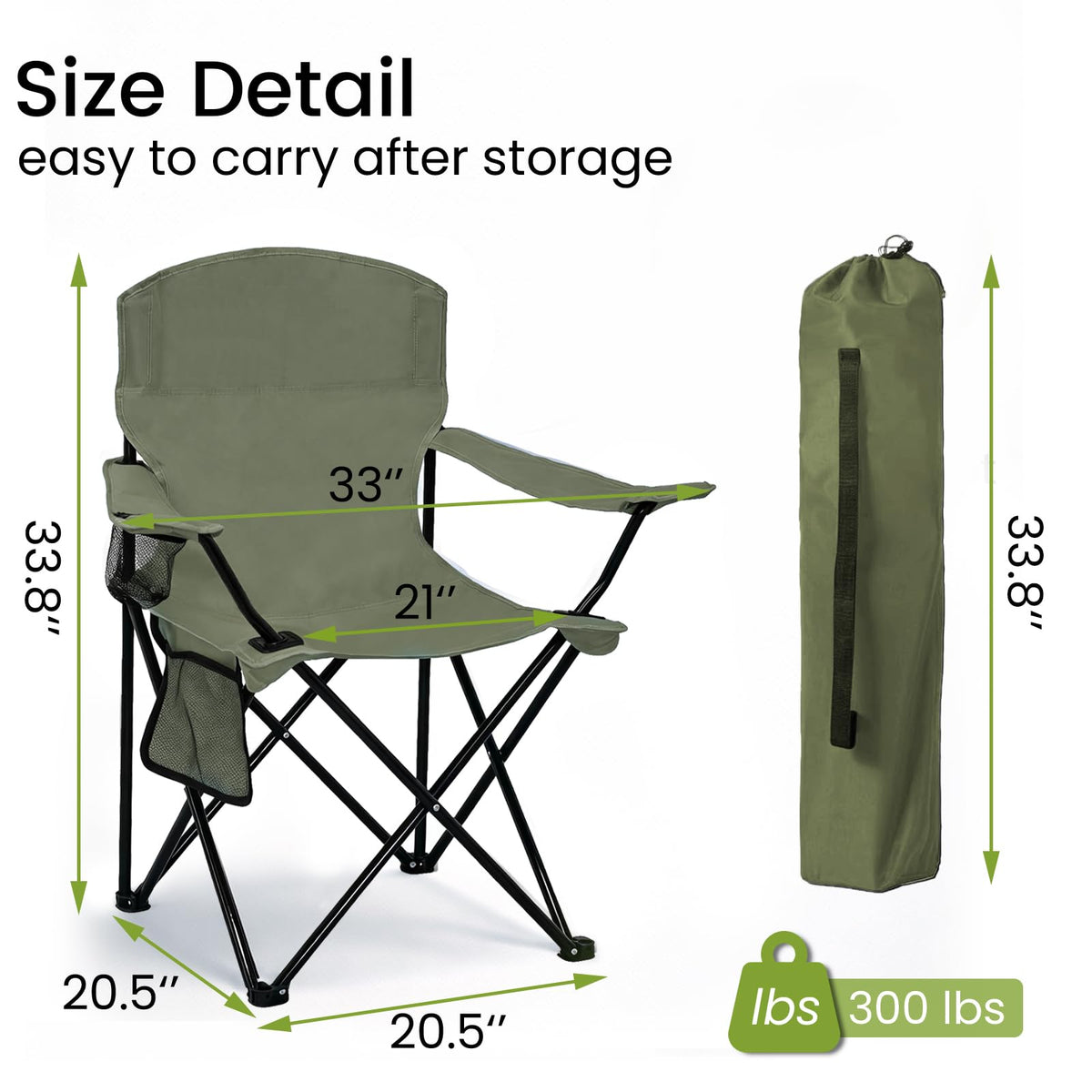 Camping Chair 2 Pack Portable Folding Chair Green X834