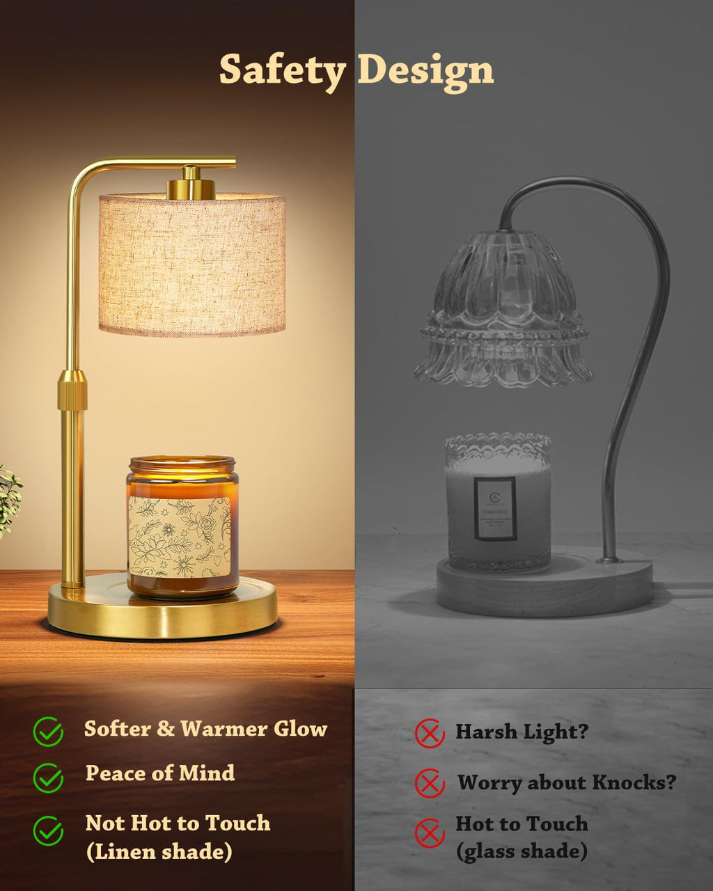 Height Adjustable Candle Warmer Lamp with Timer Dimmer for Jar Candles A970399