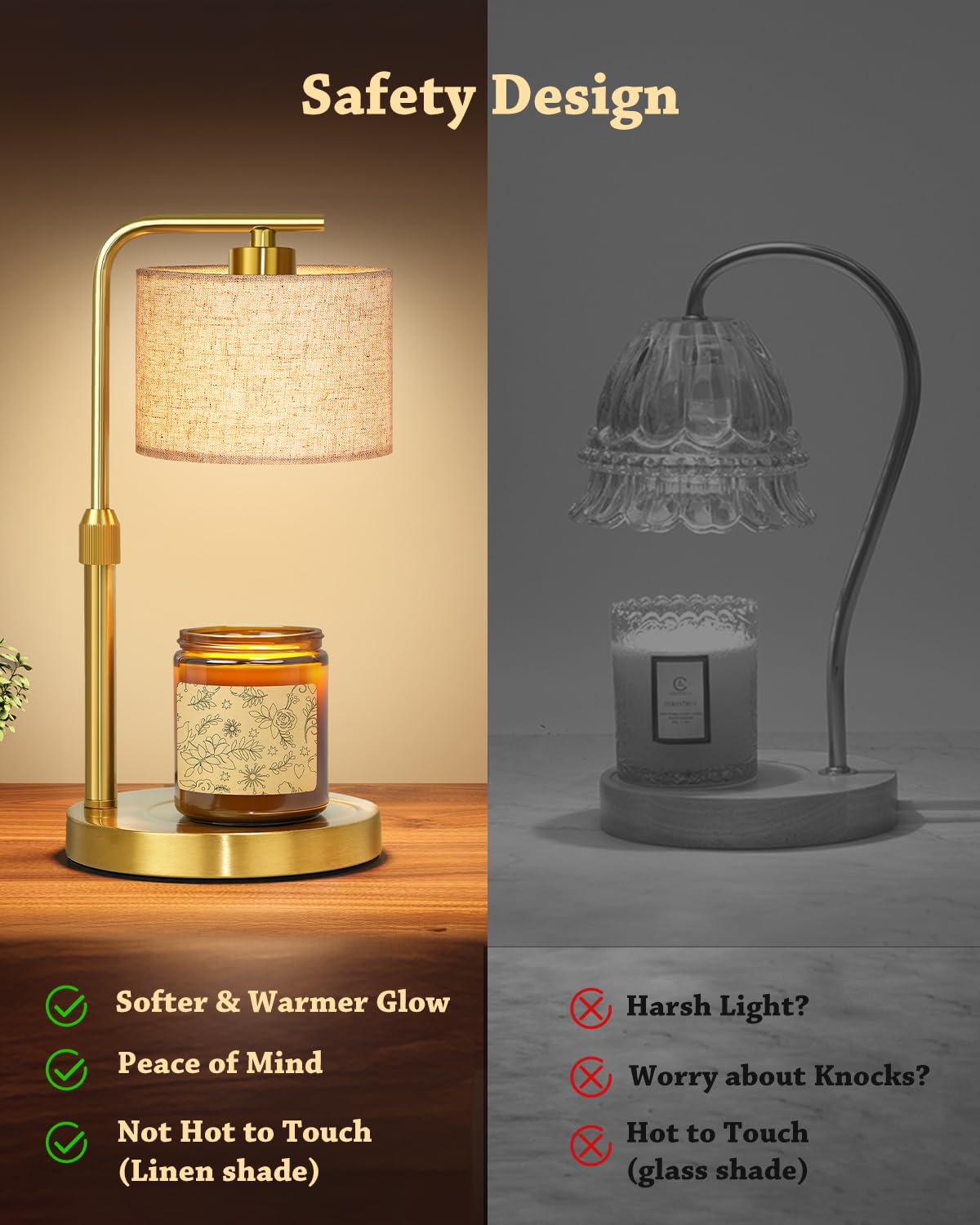 Height Adjustable Candle Warmer Lamp with Timer Dimmer for Jar Candles A970399