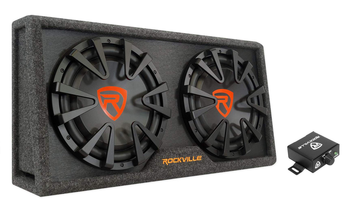 Dual 12" Slim Vented Powered Car Subwoofer Enclosure M490