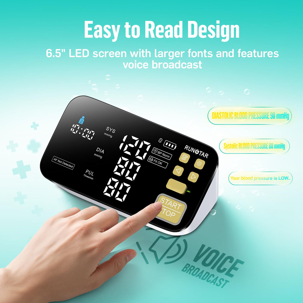 Smart Blood Pressure Monitor with Wide Upper Arm Cuff R92789
