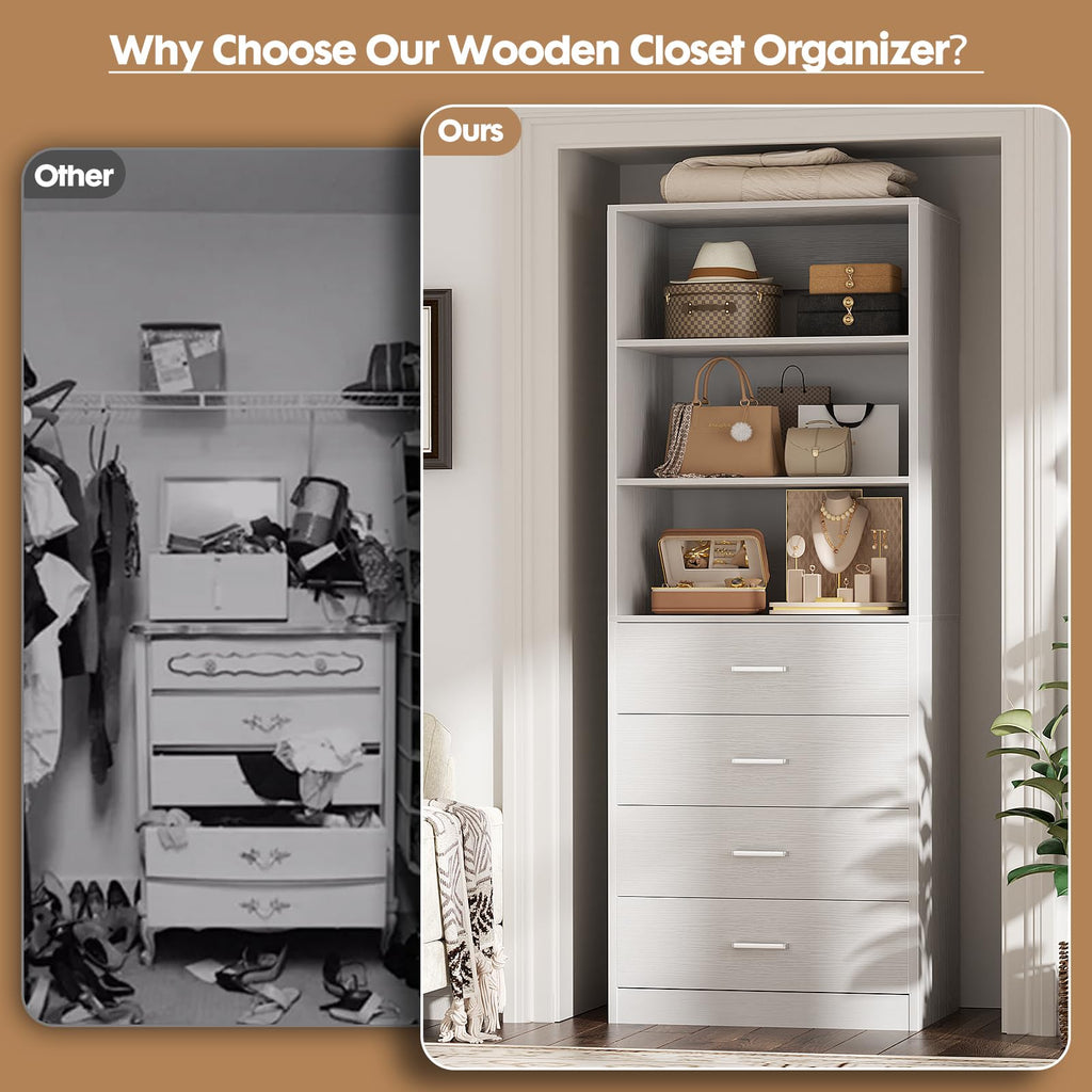 Wood Closet Organizer with 4 Drawers A9693