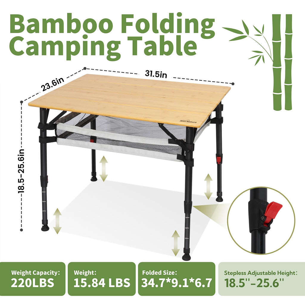 Bamboo Aluminum Folding Camping Table O490