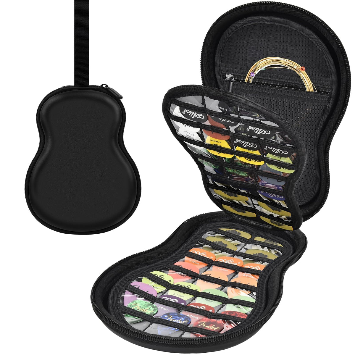 Guitar Pick Holder Case 63+ All Size Plectrums Storage Pouch P3329