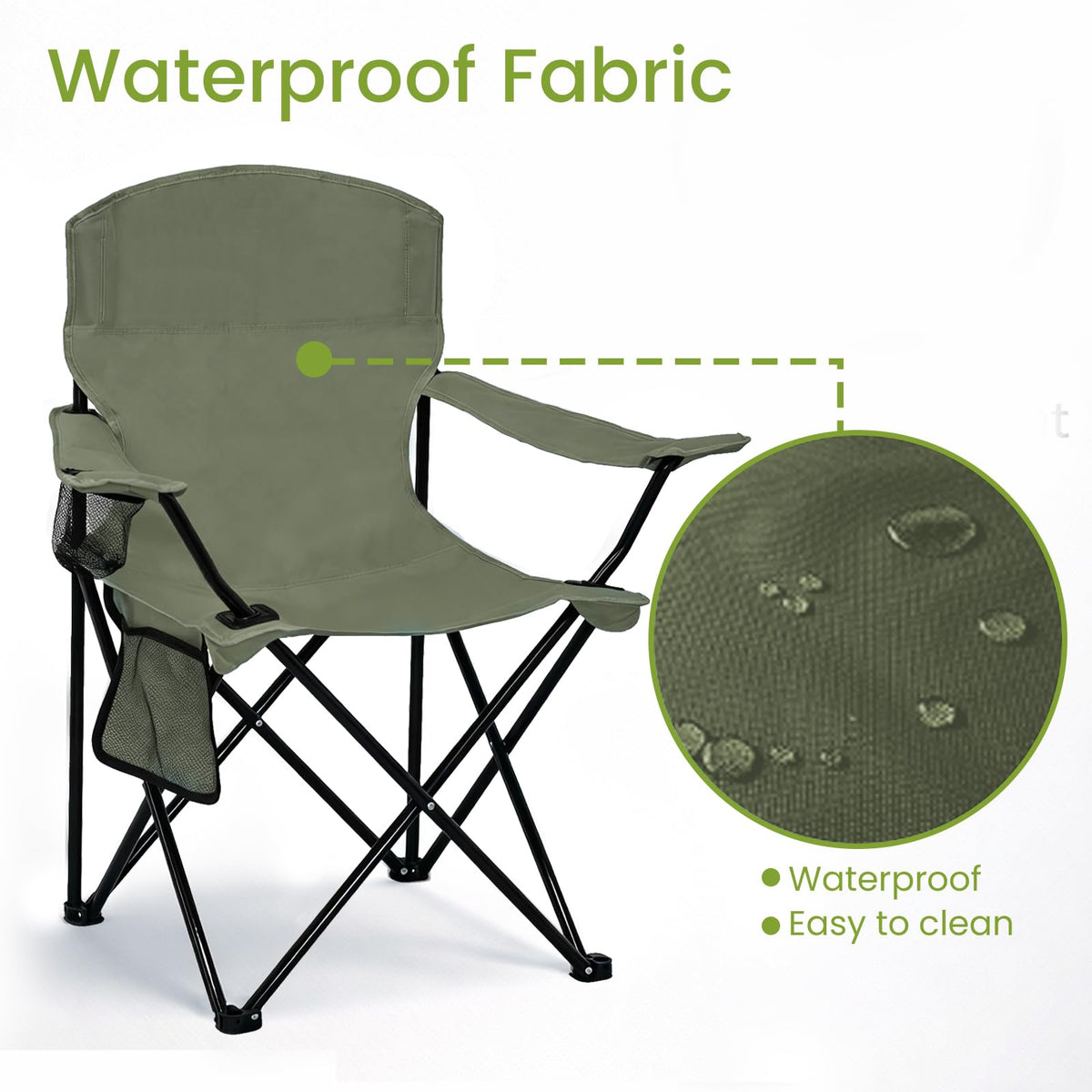 Camping Chair 2 Pack Portable Folding Chair Green X834