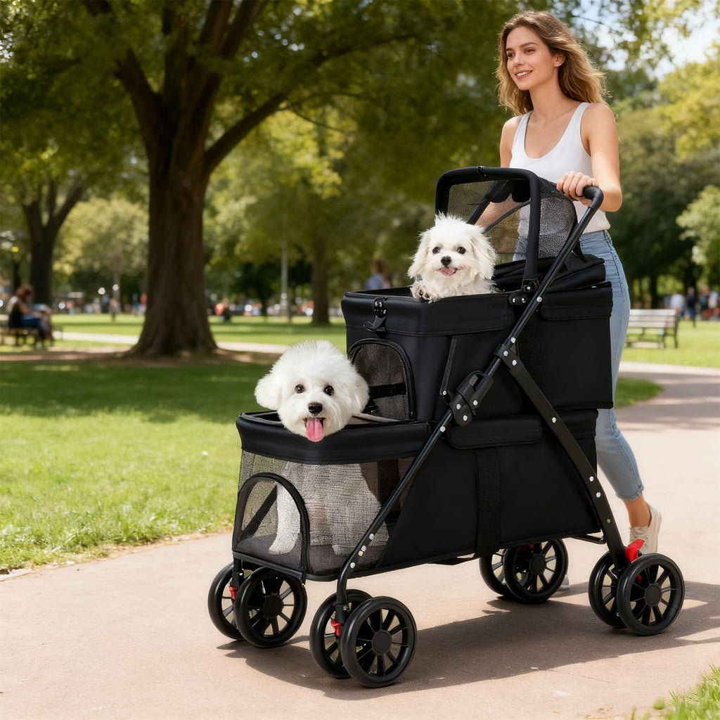 Double Dog Stroller for Medium Small Dogs and Cats W9467