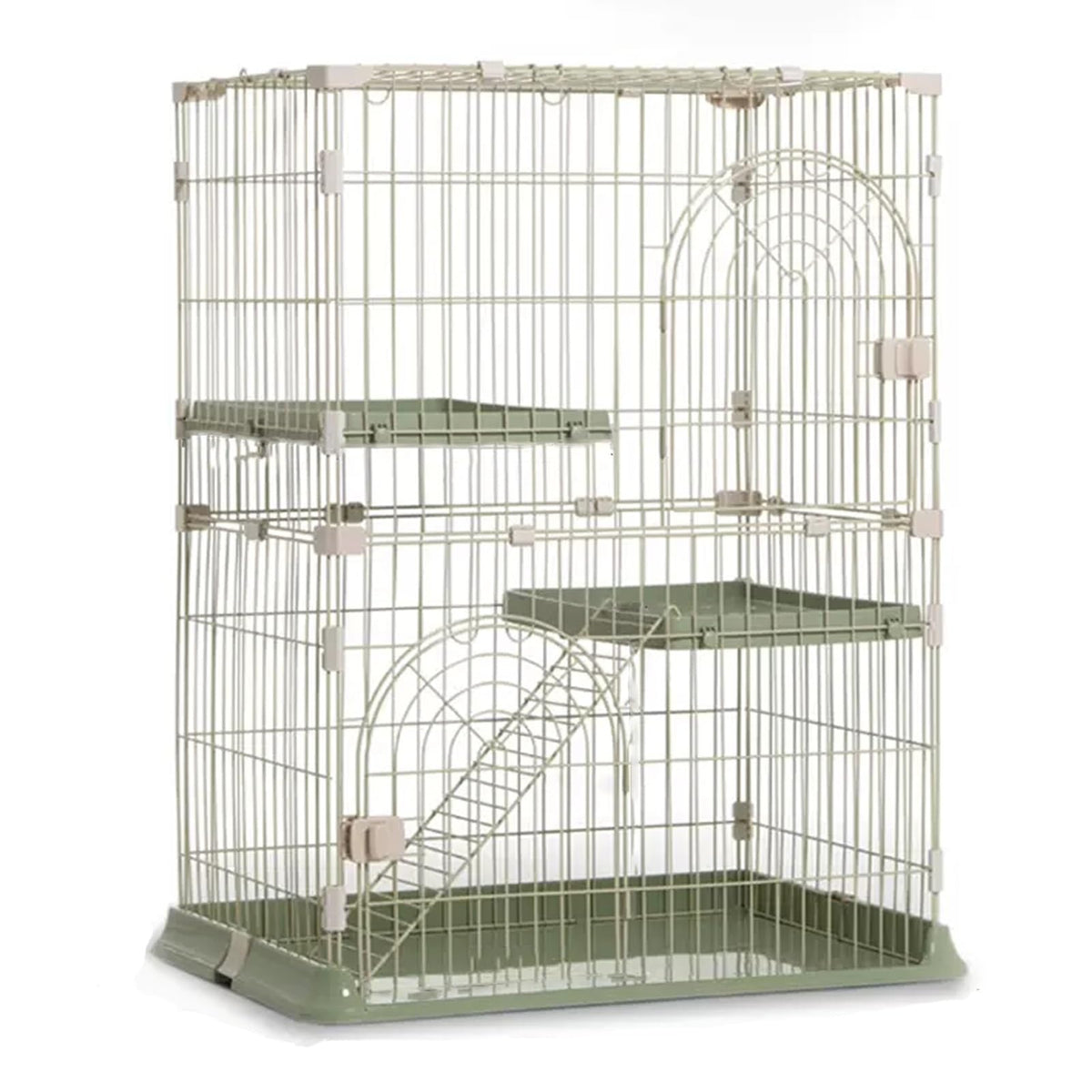 3/4-Tier Wire Cat Cage Playpen Kennel with Hammock S245957