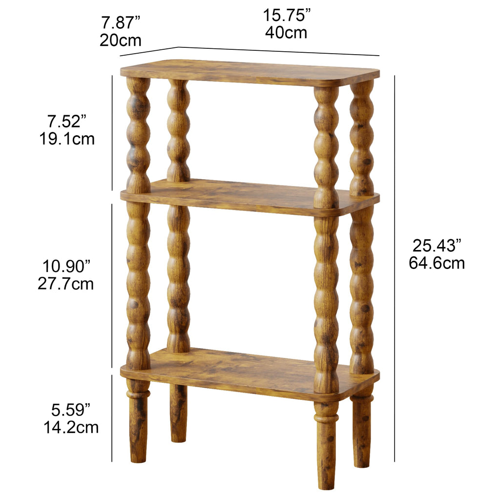 Side Table with Storage Shelf, 3-Tier Small Coffee Table V51325