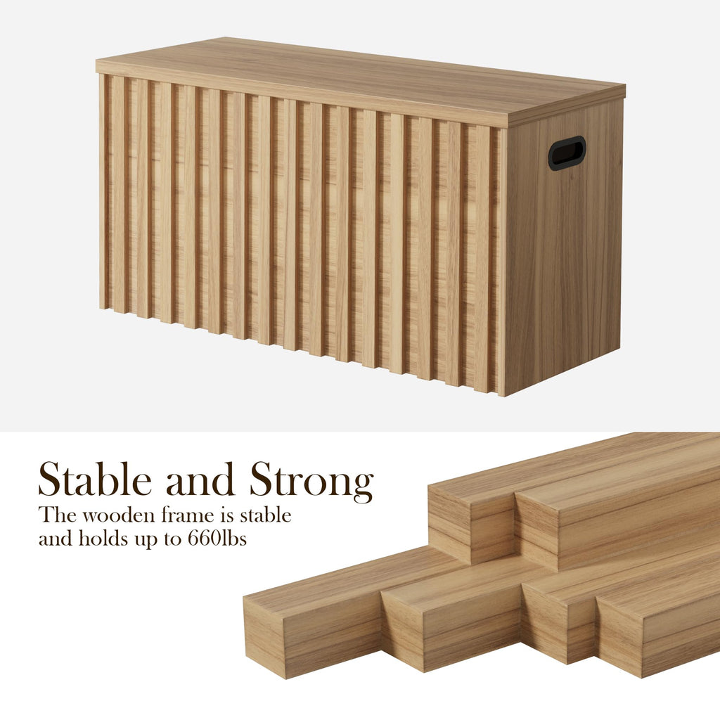 Wood Storage Bench with 2 Safety Hinges C72315
