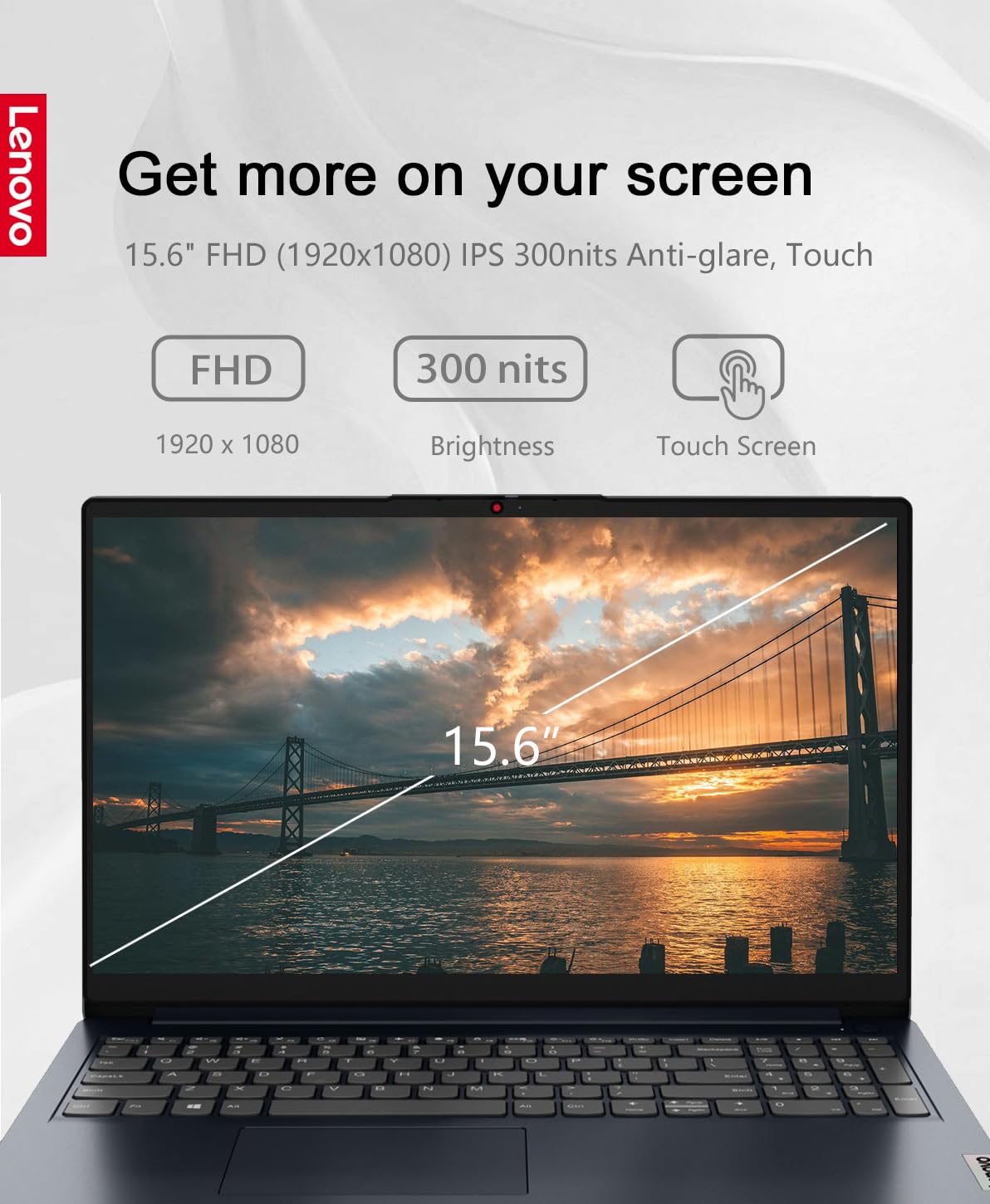 15.6" FHD Touch Laptop Ryzen 5 8GB RAM 512GB Storage Abyss Blue F9341