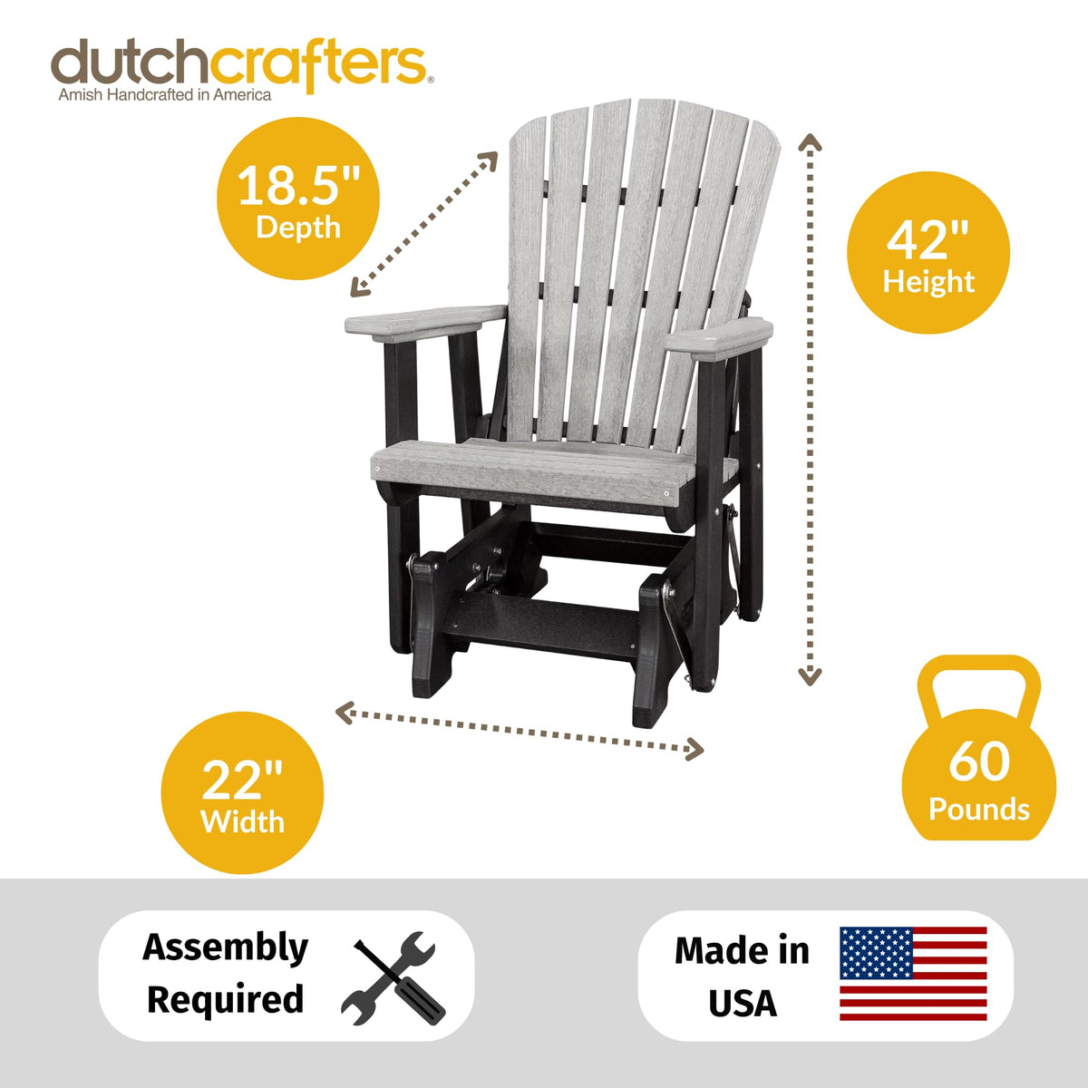 Tudor Brown Cedar Poly Adirondack Glider Outdoor Chair H724