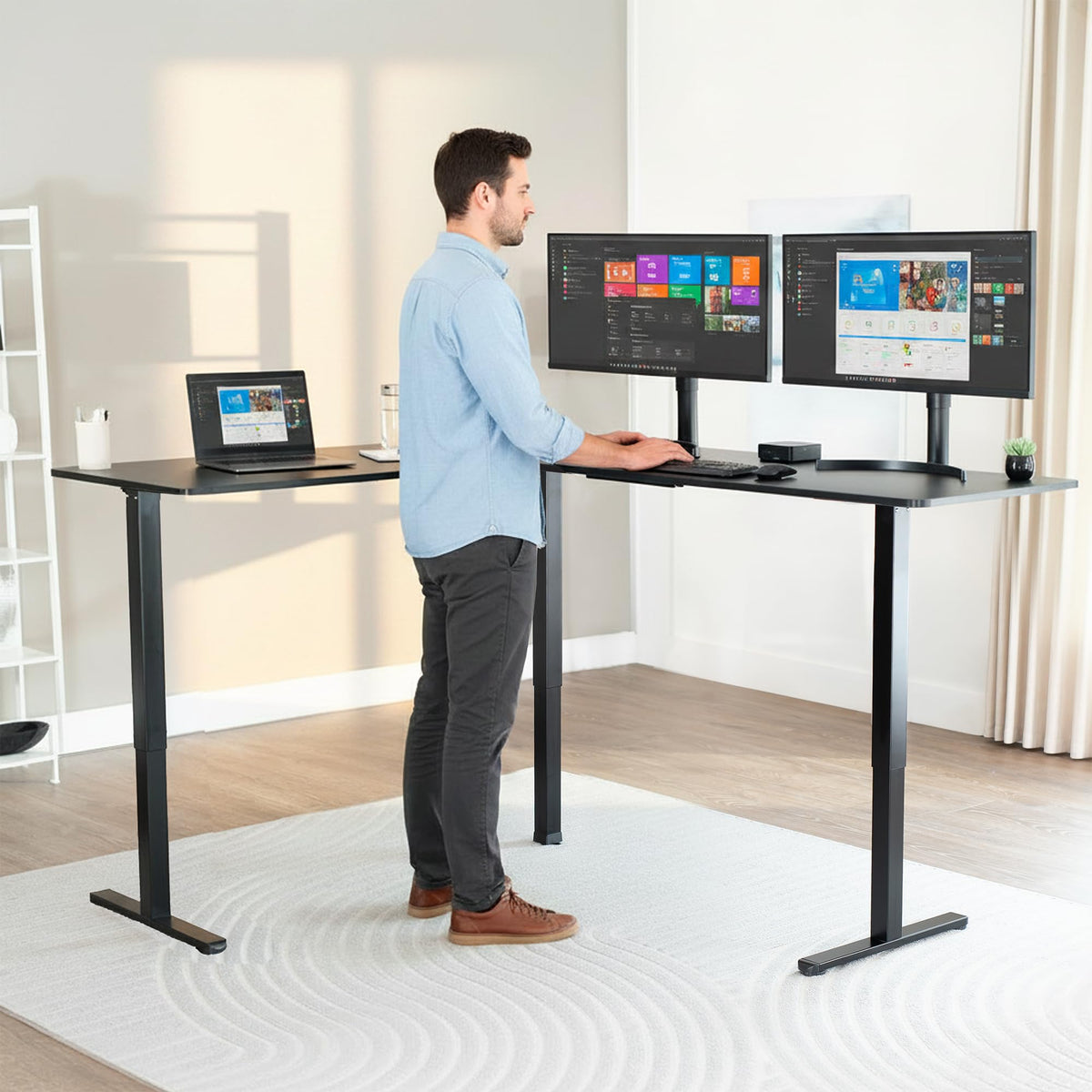 Black 75 x 63 in Corner Standing Desk C386630