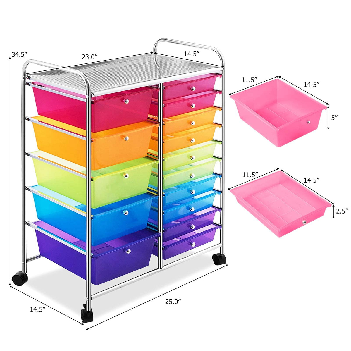 15 Drawer Rolling Storage Cart with Wheels D647