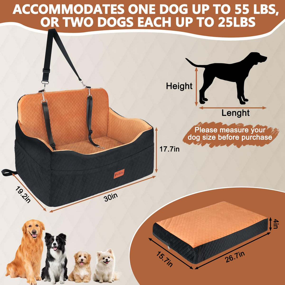 Large Dog Car Seat with 4 in Cushion L782