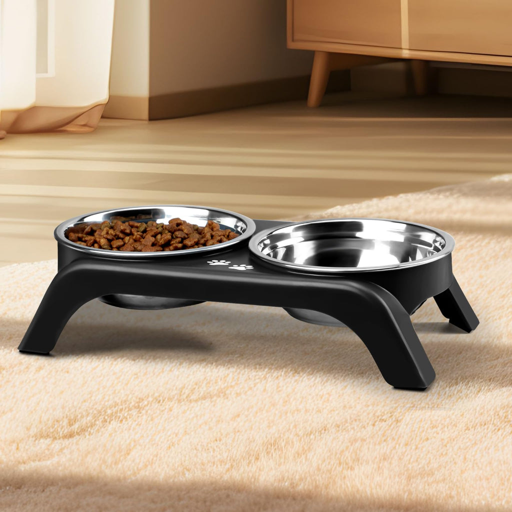 Elevated Dog Bowls with 5” Stainless Steel Bowls Black S550067
