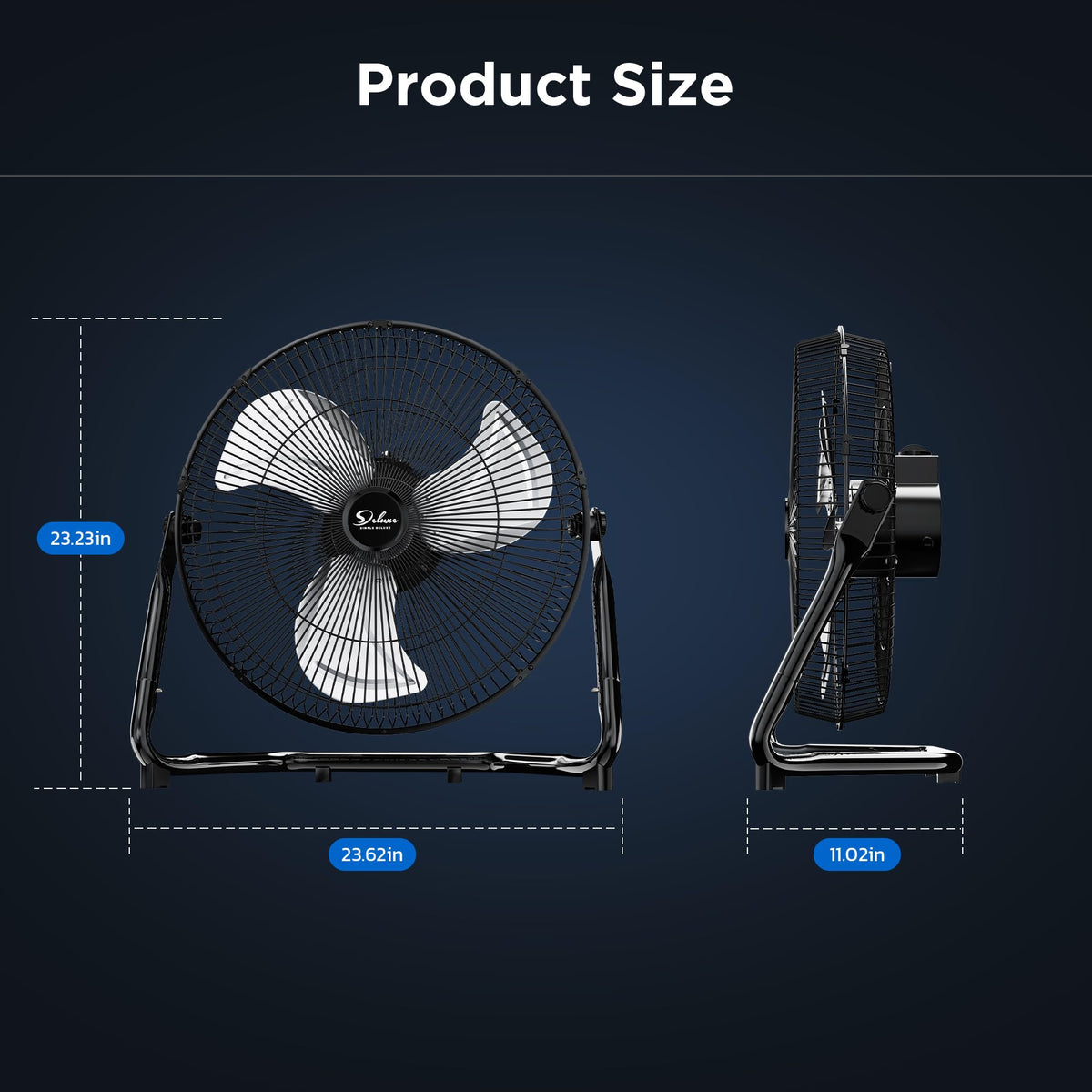 20 Inch 3-Speed Metal Industrial Floor Fans 2-Pack J140511