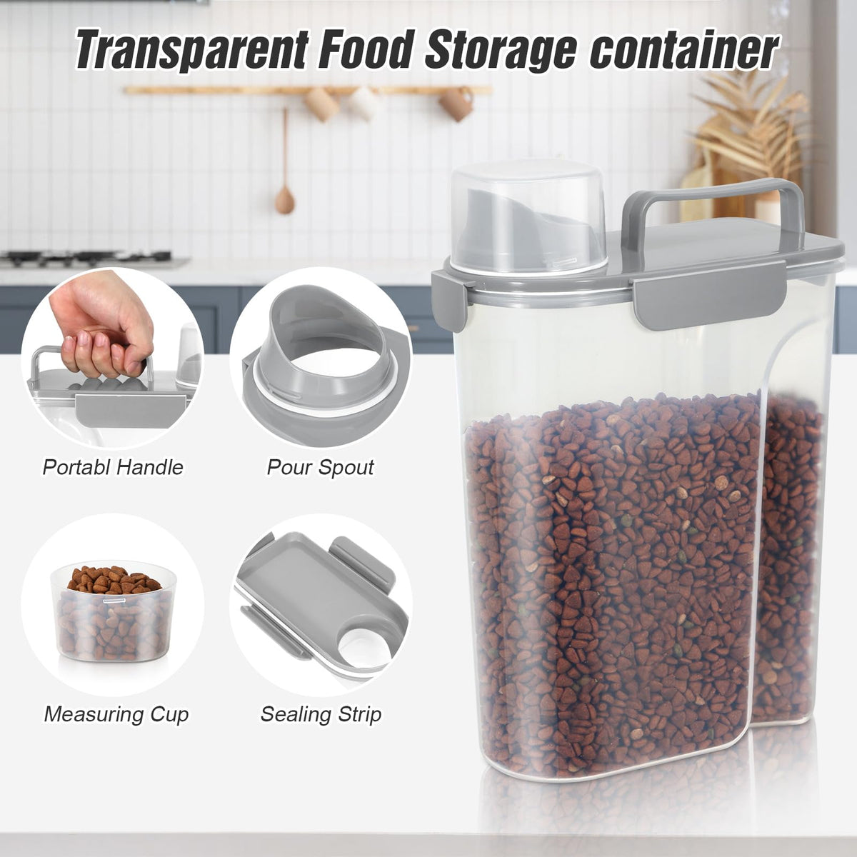 2 Pack Airtight Pet Food Storage Containers with Spout O2613