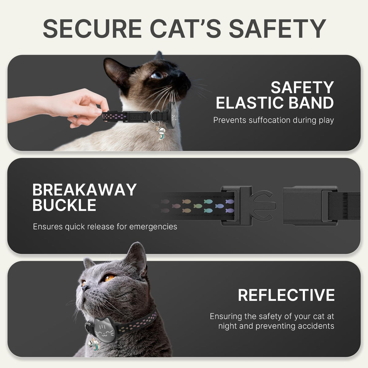 Reflective Breakaway Cat Collar with Bell W103192