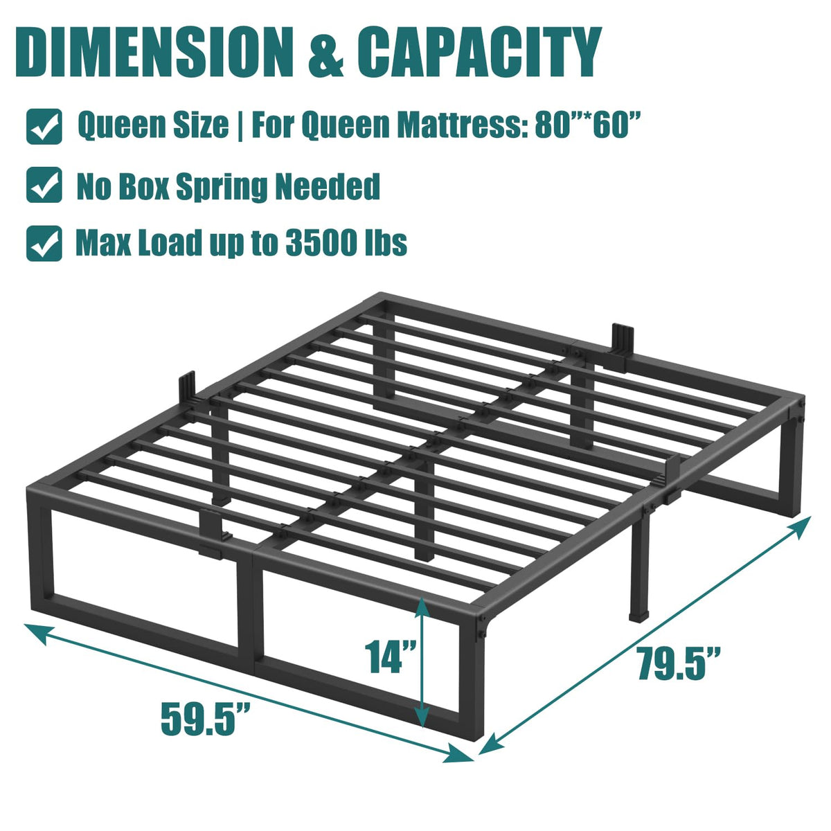 14 Inch Queen Heavy Duty Metal Platform Bed Frame O31143