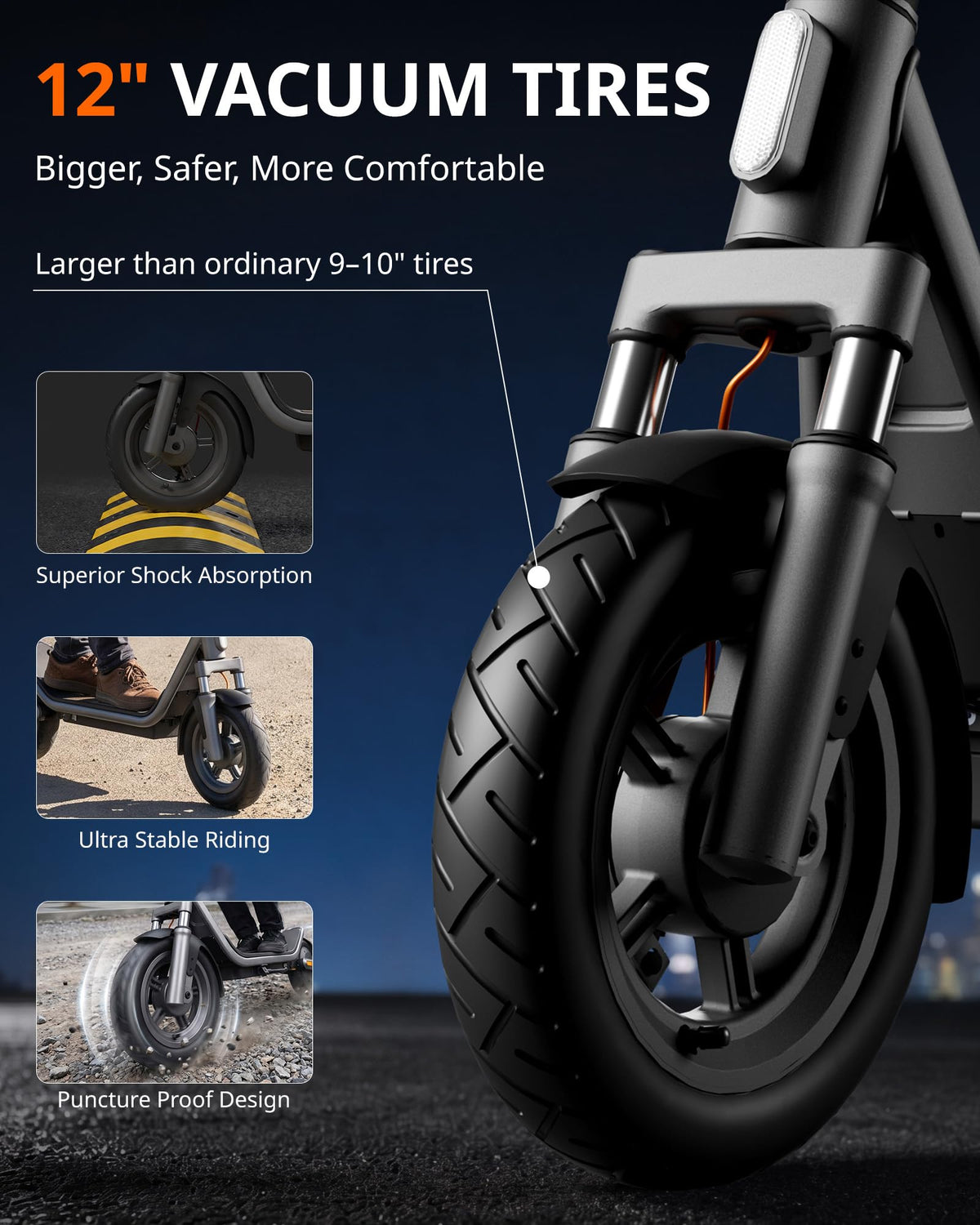 Electric Scooter for Adults, 20 MPH, 750W Peak Motor, 12" Tubeless Tires, Foldable O67796