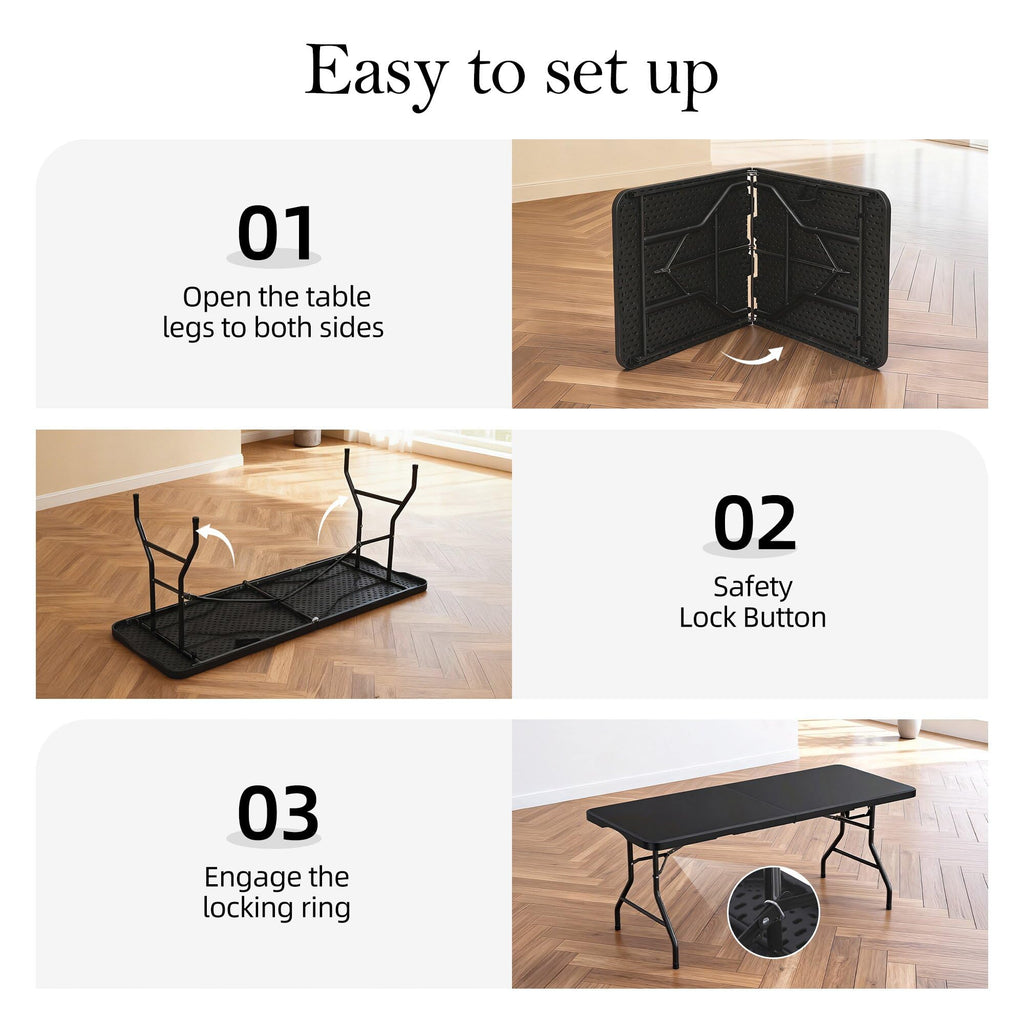 6FT Heavy Duty Foldable Plastic Table G316
