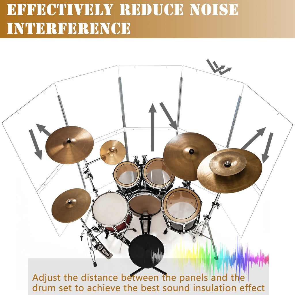 Portable 4 Panels 2ft x 5ft Acrylic Drum Shield X979