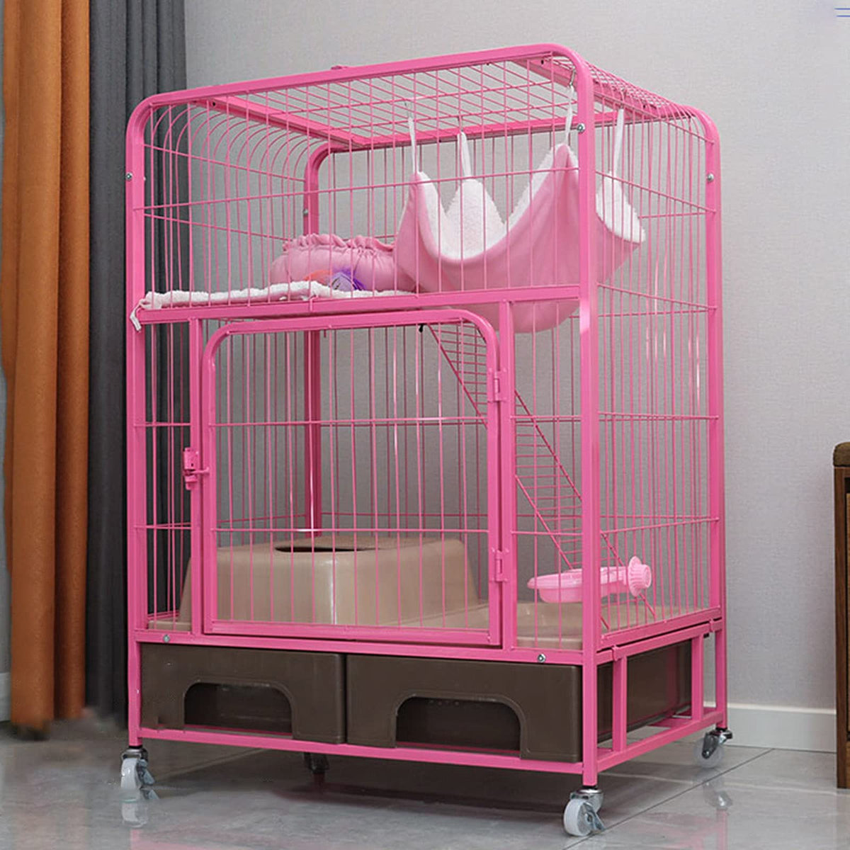 Heavy Duty Metal Dog Crate Cat Cage with Four Wheels V91785