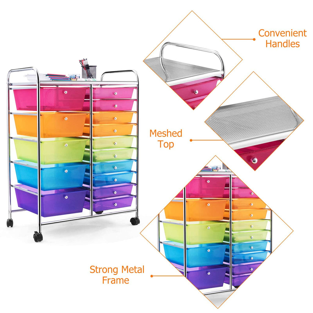 15 Drawer Rolling Storage Cart with Wheels D647
