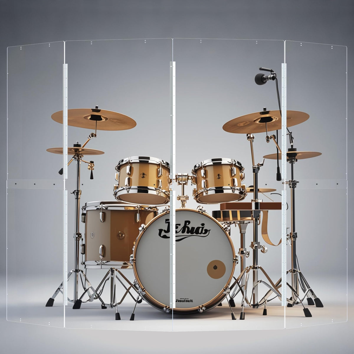 Portable 4 Panels 2ft x 5ft Acrylic Drum Shield X979