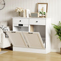 White 20-Gallon Wooden Tilt-Out Trash Can Cabinet P8191
